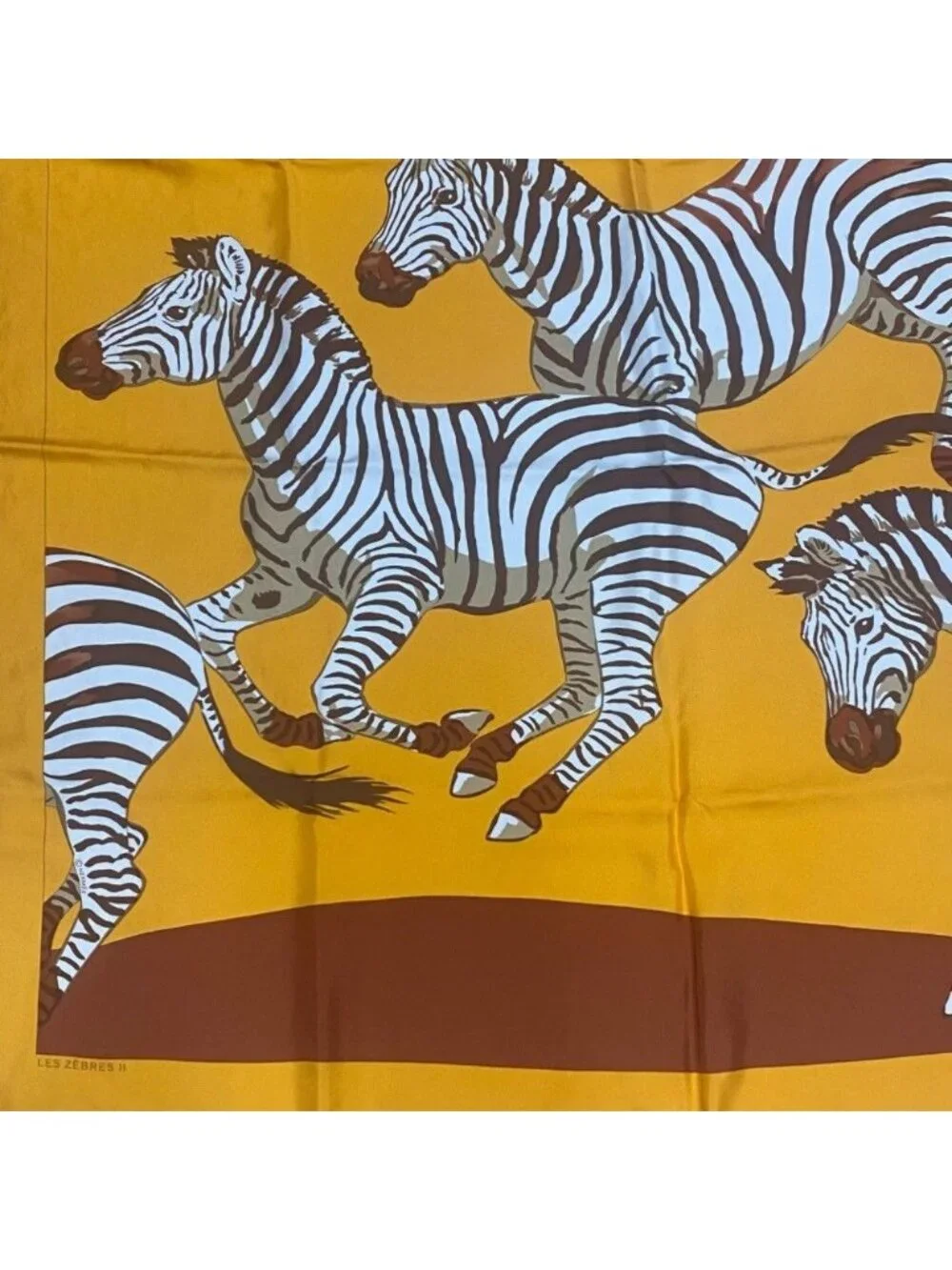 Hermes le Zebres Zebra Scarf Silk Carre 90 Orange - Picture 5 of 7